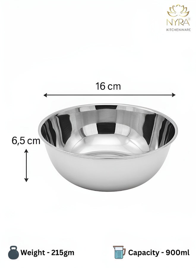 Nyra Kitchenware وعاء تقديم من نيورا للأدوات المطبخية بلون فضي من الفولاذ المقاوم للصدأ بسطح أملس - 900 مل - Image 3